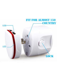 Intag All-In-One Travel Power Plug Adapter With Dual USB Charging Port White  - Image 2