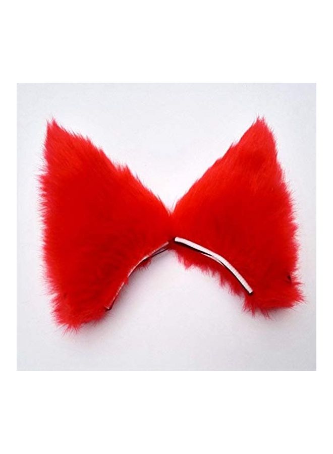 مشابك شعر على شكل أذن قطة من قطعتين أحمر - Image 2