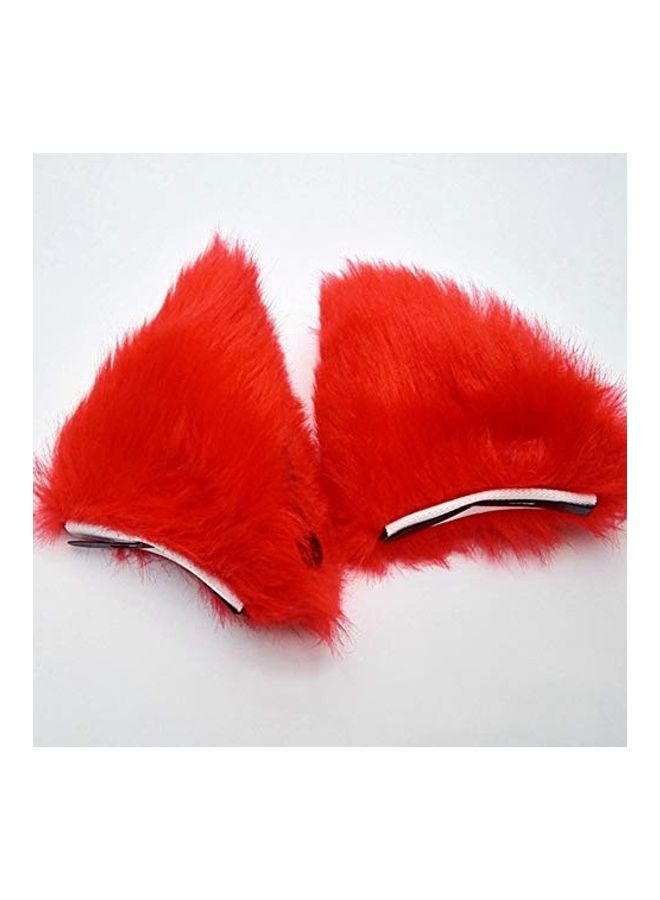 مشابك شعر على شكل أذن قطة من قطعتين أحمر - Image 3