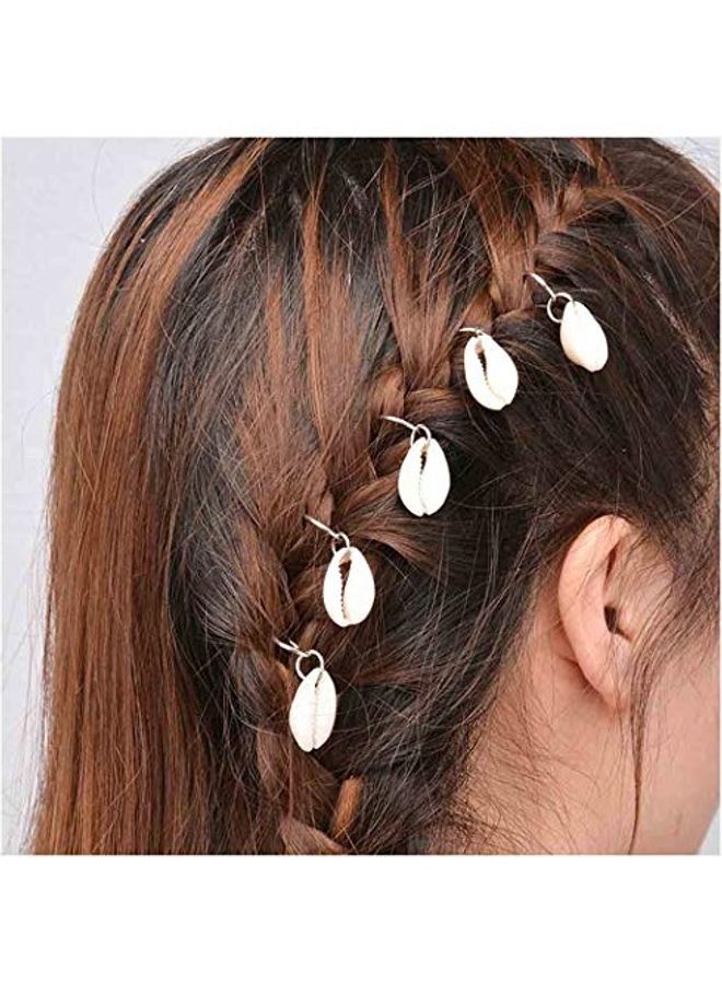Generic Pack Of 5 Shell Rings Hair Braid Loops Clips White/Silver  - Image 1