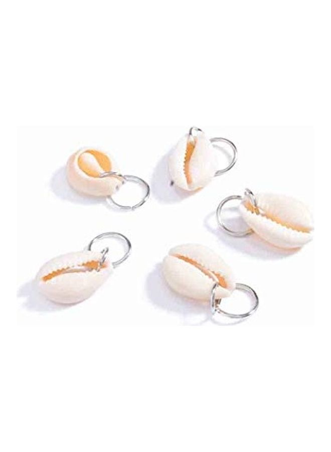 Generic Pack Of 5 Shell Rings Hair Braid Loops Clips White/Silver  - Image 2