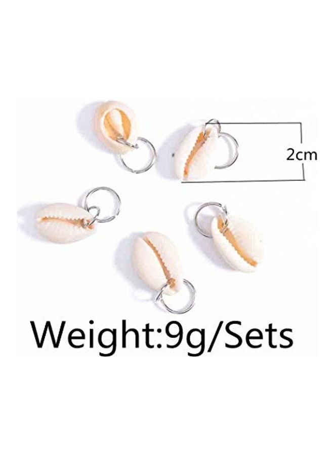 Generic Pack Of 5 Shell Rings Hair Braid Loops Clips White/Silver  - Image 3