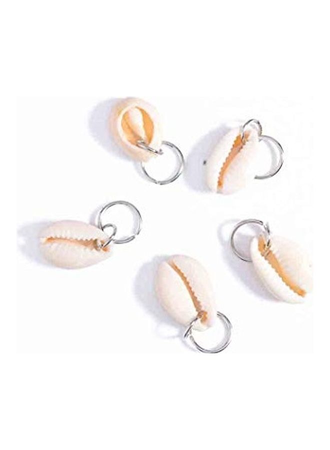 Generic Pack Of 5 Shell Rings Hair Braid Loops Clips White/Silver  - Image 4