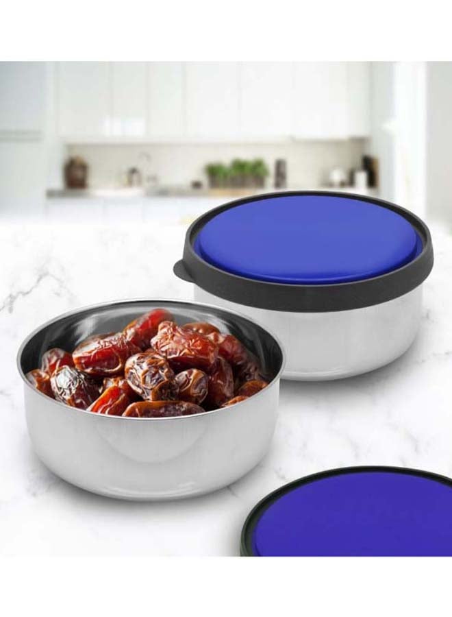RAJ Stainless Steel Storage Bowl With Lid Silver/Blue 12cm  - Image 4