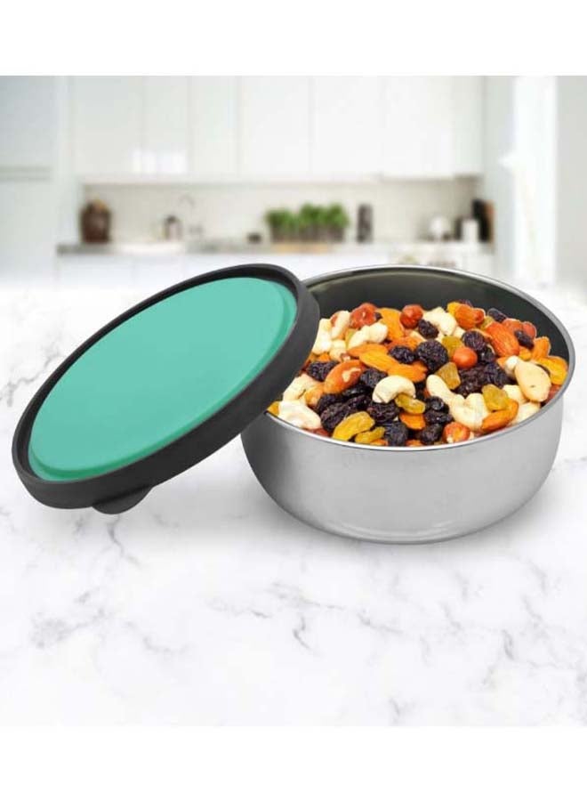 RAJ Stainless Steel Storage Bowl With Lid Silver/Green 14x6.2x14cm  - Image 4