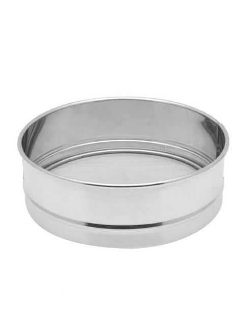 Stainless Steel Round Flour Strainer Silver 16cm
