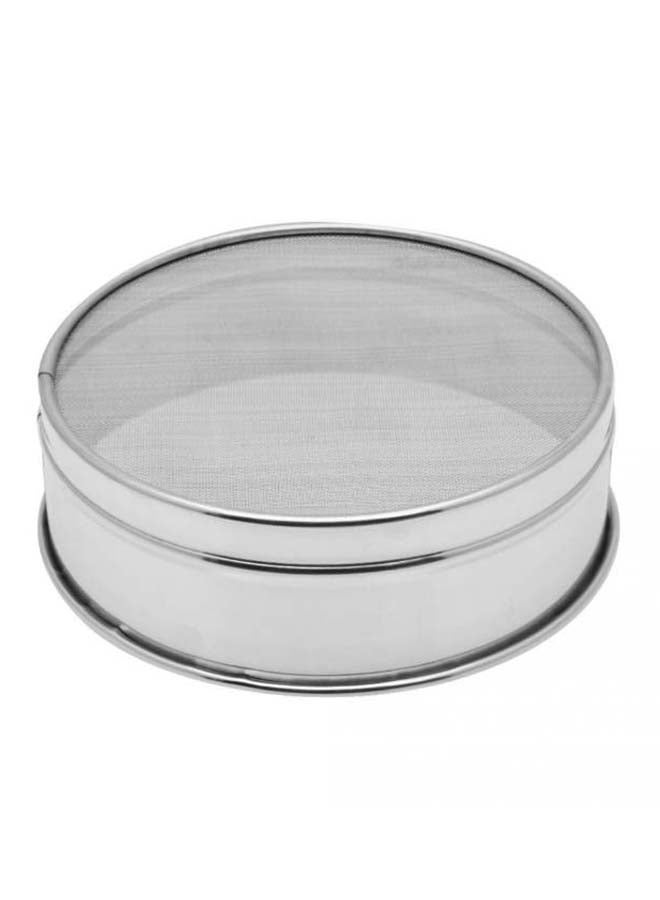 Stainless Steel Round Flour Strainer Silver 16cm