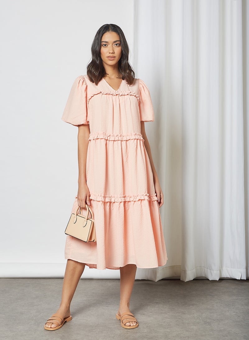Y.A.S - Abel Ruffled Dress Apricot Cream - Image 1