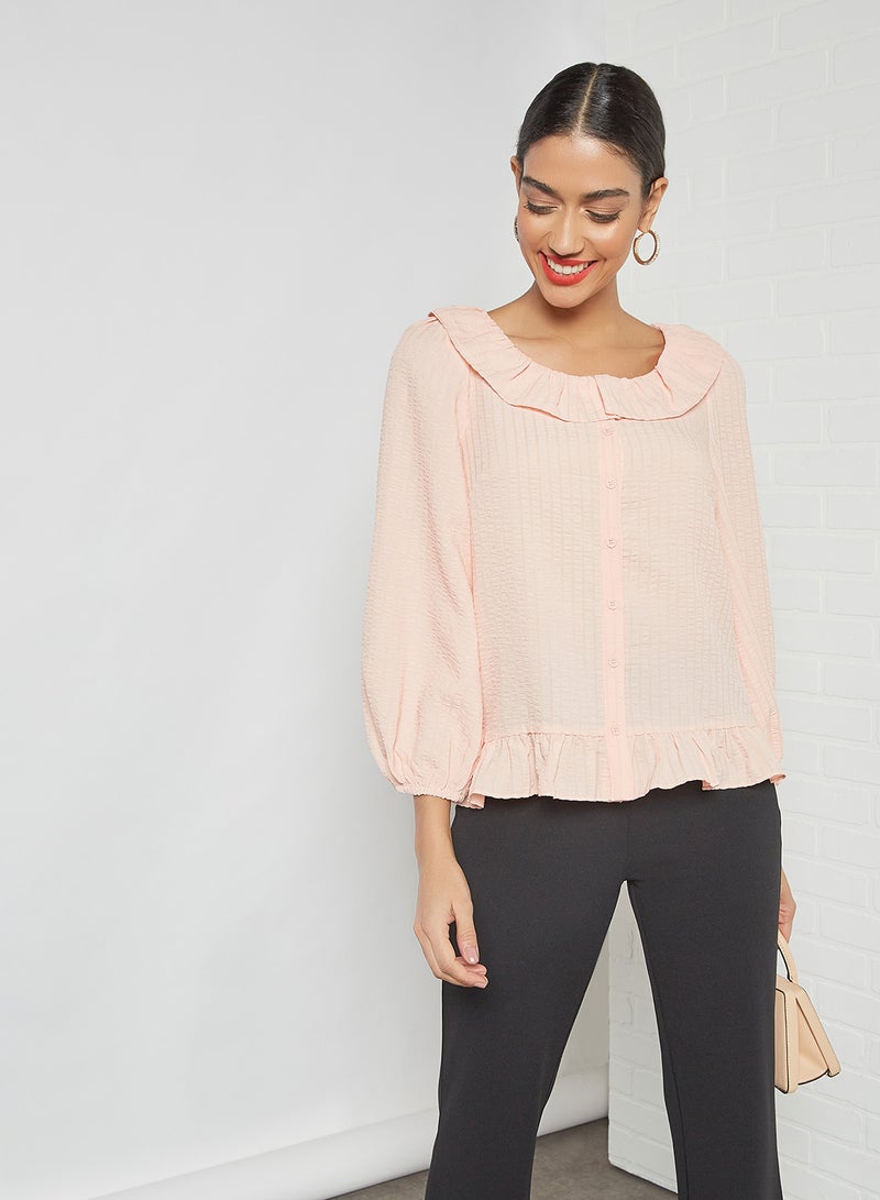 Y.A.S - Ruffled Hem Top Apricot Cream - Image 1