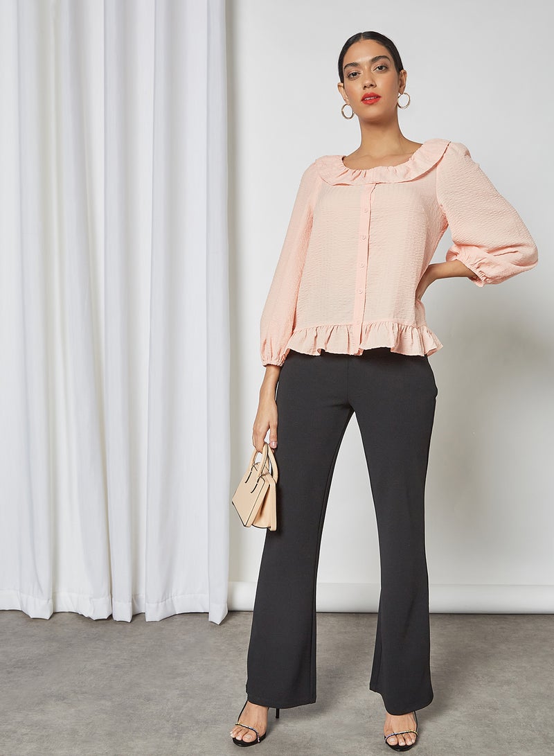 Y.A.S - Ruffled Hem Top Apricot Cream - Image 1