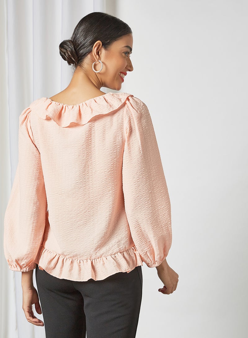 Y.A.S - Ruffled Hem Top Apricot Cream - Image 1