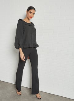 Y.A.S Ruffled Hem Top Black  - Image 3