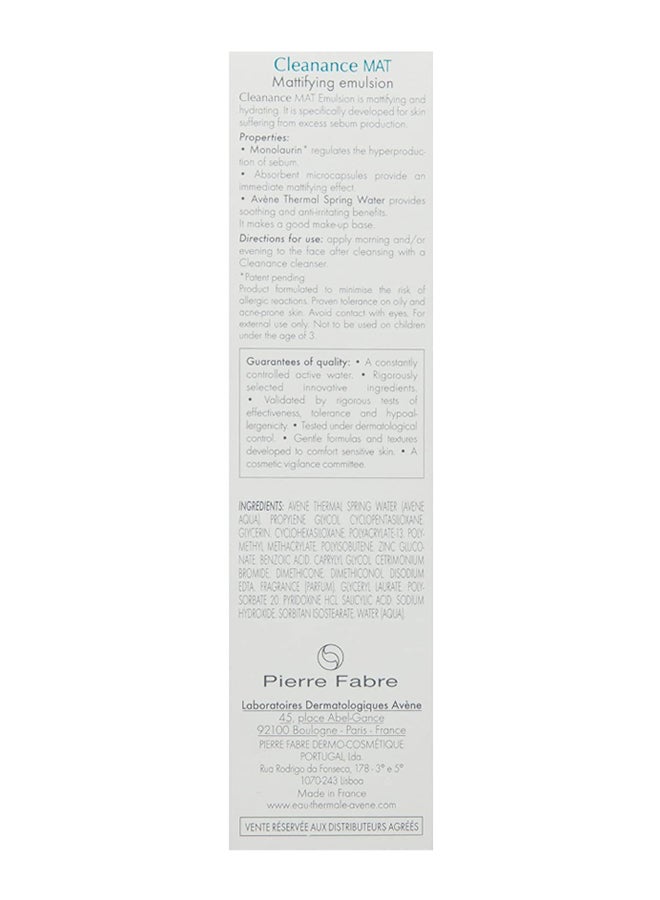Avene - Cleanance Mat Mattifying Emulsion Cream White 40ml - Image 1
