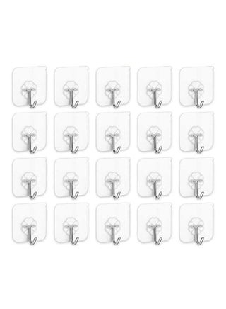 20-Piece  Heavy Duty Wall Hooks Transparent 6cm - v1616593208/N45741444A_1