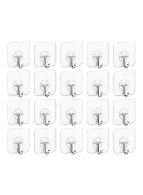 20-Piece  Heavy Duty Wall Hooks Transparent 6cm