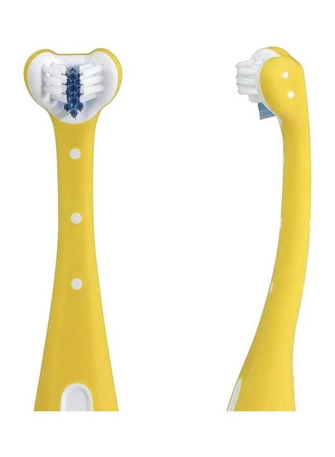 fridababy Triple-Angle Toothhugger Training Toothbrush for Toddler Oral Care with Blue Bristles, Yellow