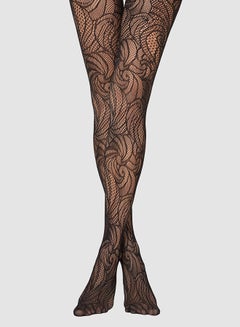 Patterned Fishnet Stockings Black