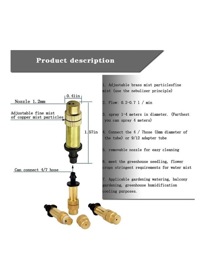 25-Piece Adjustable Sprayer Brass Atomizing Nozzle Gold/Black