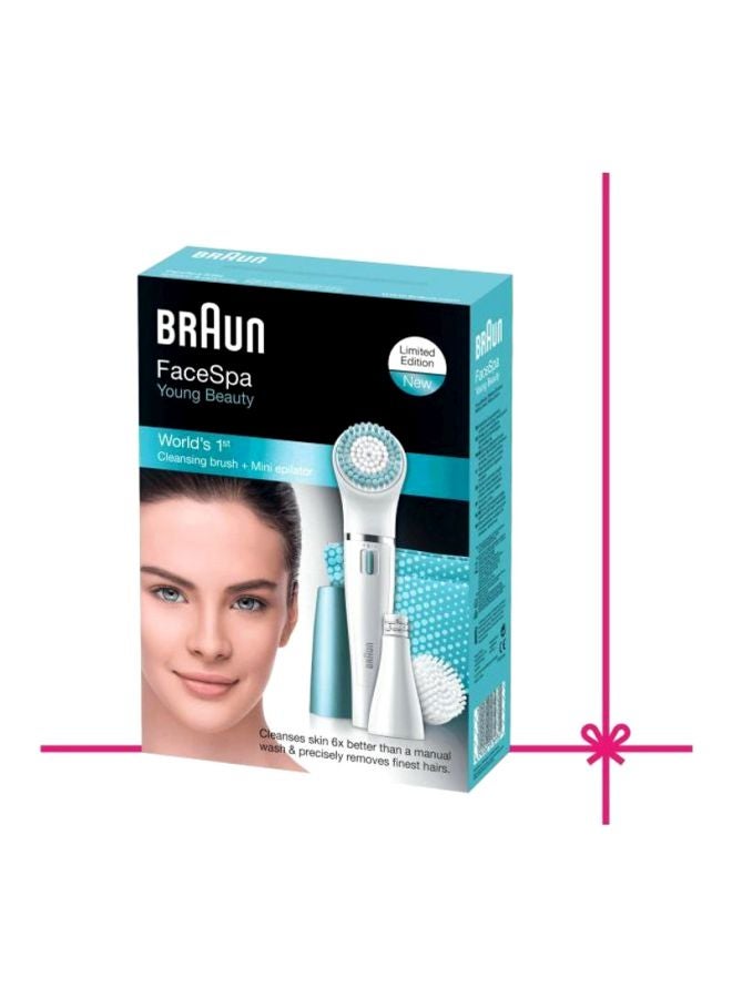 BRAUN 2-In-1 FaceSpa Cleansing Brush And Facial Epilator Set White/Blue - Image 4