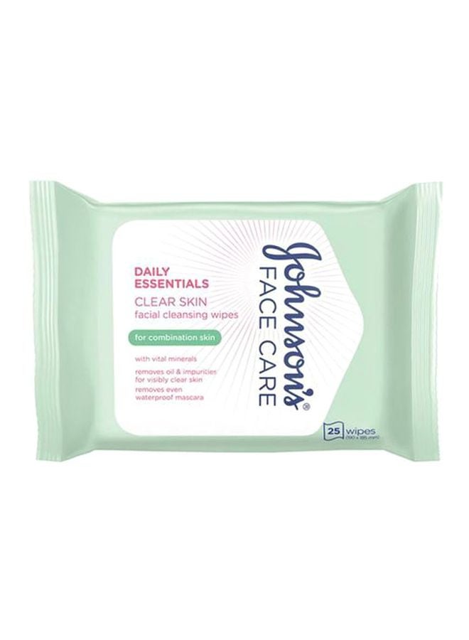 Johnson's - 25-Piece Daily Essentials Clear Skin Facial Cleansing Wipes 25ml - Image 1