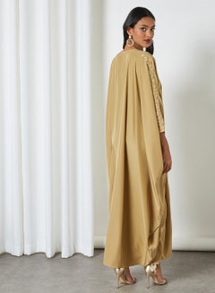 Embroidered Cotton Abaya Beige - v1616604066/N45056100V_2