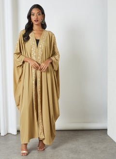 Embroidered Cotton Abaya Beige - v1616604066/N45056100V_3