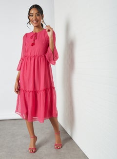 Boho Dobi Smocked Dress Fuchsia