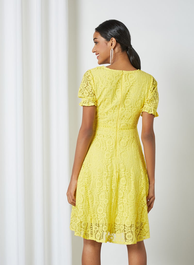 Lace Tea Dress Yellow