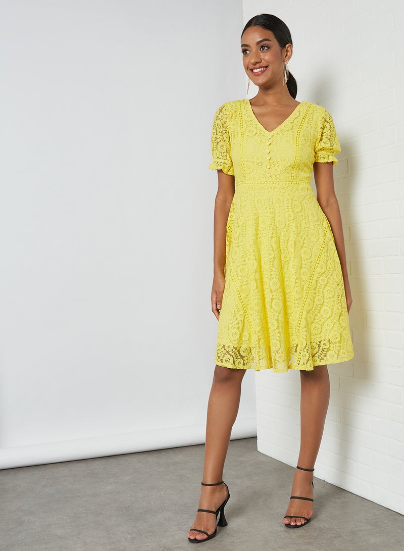Lace Tea Dress Yellow