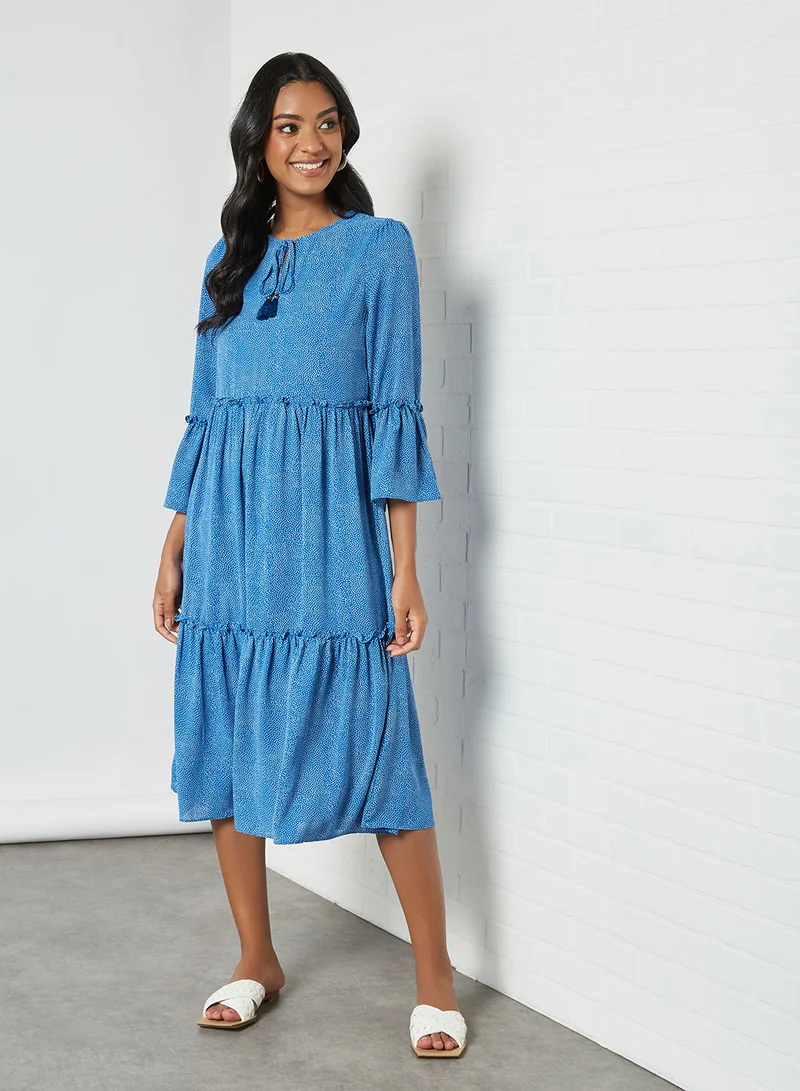 Yumi Tiered Dress Blue