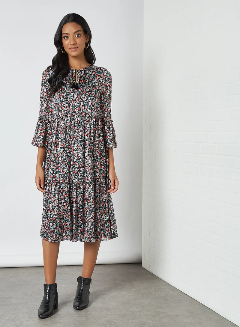 Yumi Floral Print Midi Dress