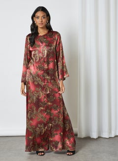 Coco Desert Zip-Up Abaya Dress Bordeaux  - Image 1