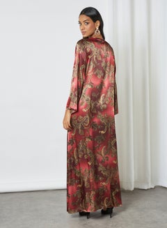 Coco Desert Zip-Up Abaya Dress Bordeaux  - Image 2