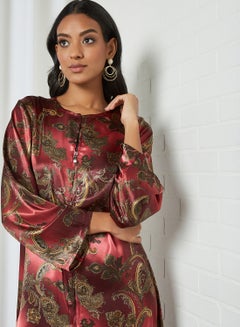 Coco Desert Zip-Up Abaya Dress Bordeaux  - Image 4