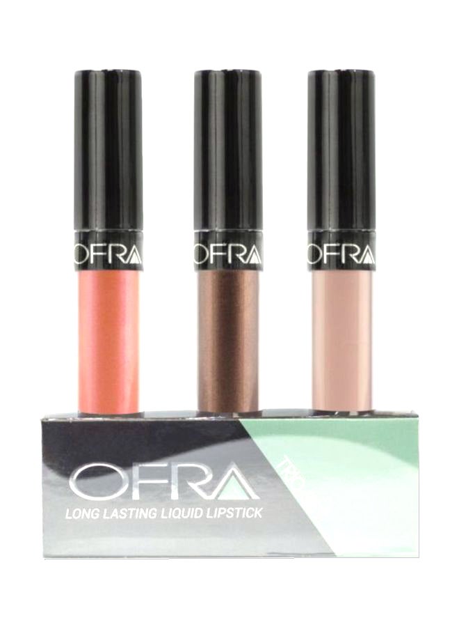 OFRA 3-Piece Long Lasting Liquid Lipstick Trio Set Pink/Brown/Beige - Image 1