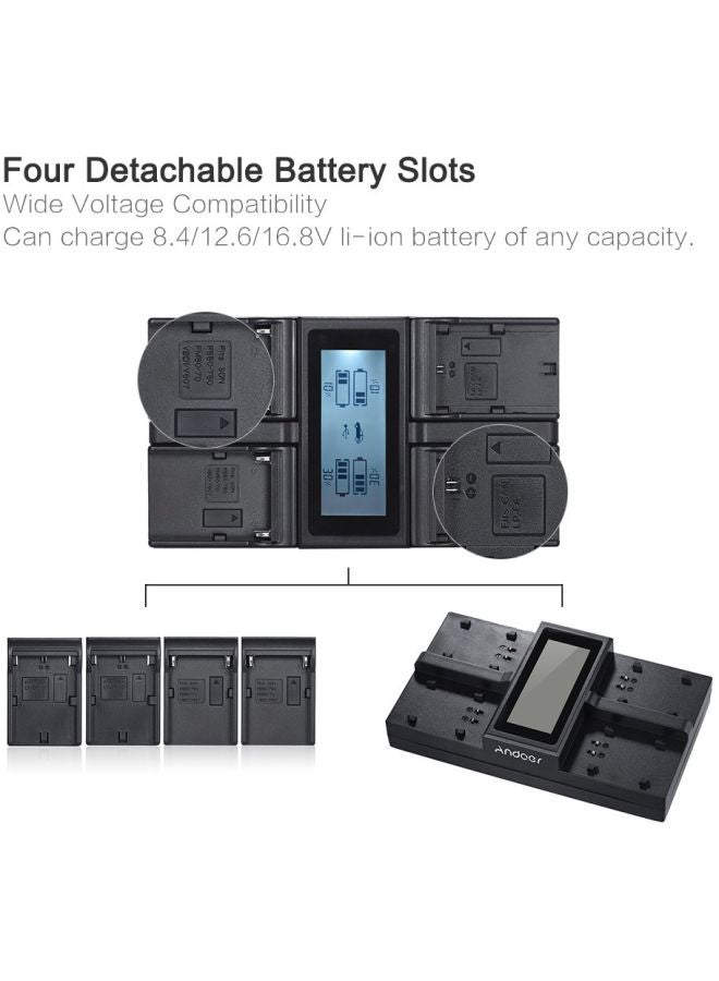 ANDOER Channel Digital Camera Battery Charger For Canon 5Diii 5Ds 5Dsr /Sony Np-F550 F750 F950 Np-Fm50 Fm500H Black - Image 3