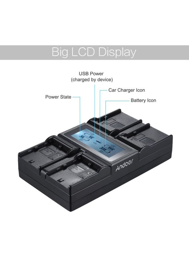 ANDOER Channel Digital Camera Battery Charger For Canon 5Diii 5Ds 5Dsr /Sony Np-F550 F750 F950 Np-Fm50 Fm500H Black - Image 4
