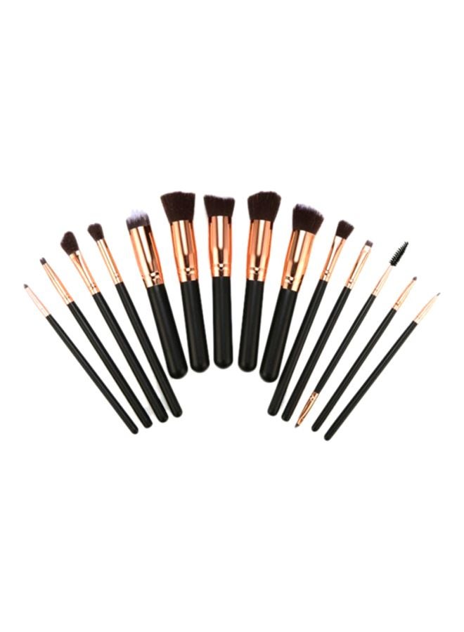 شاربدو طقم فرش ماكياج مكون من 14 قطعة أسود/ذهبي