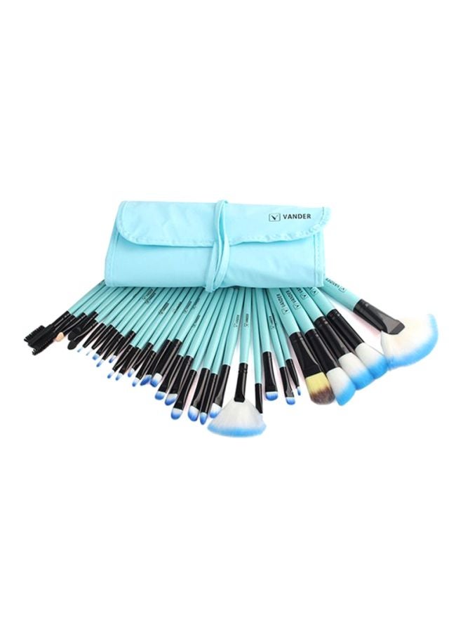 Voberry 32-Piece Wood Makeup Brush Set Blue