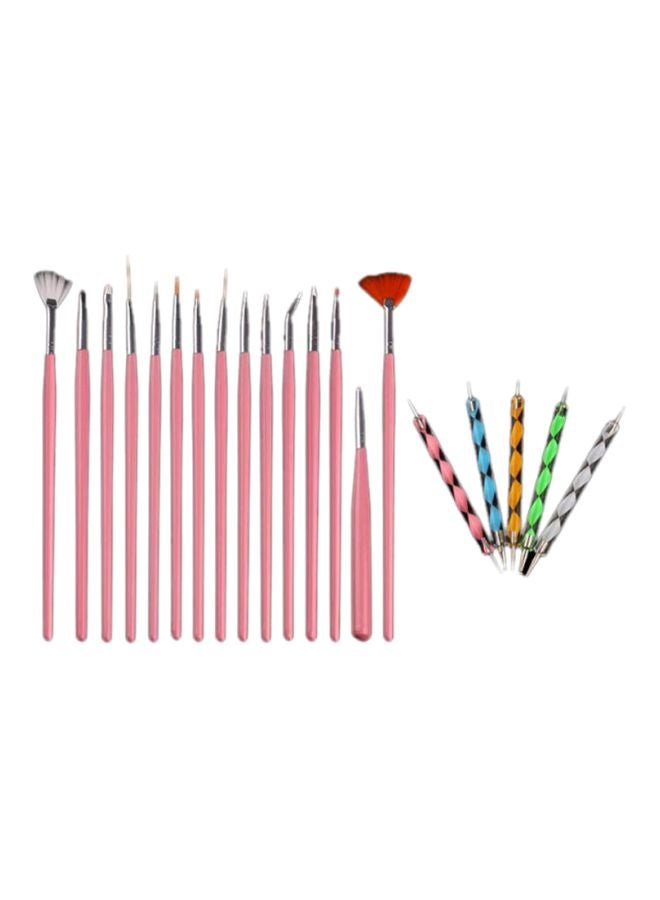 Voberry 20 Piece Nail Art Design Dotting Tools Pink - Image 1