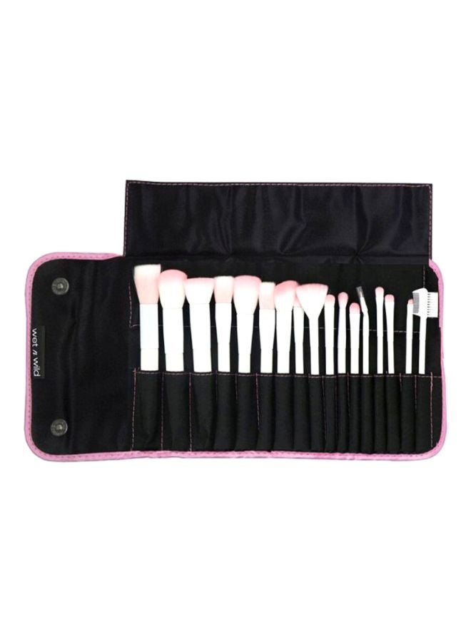 Wet N Wild 17-Piece Makeup Brush Set With Case White/Pink/Black  - Image 1