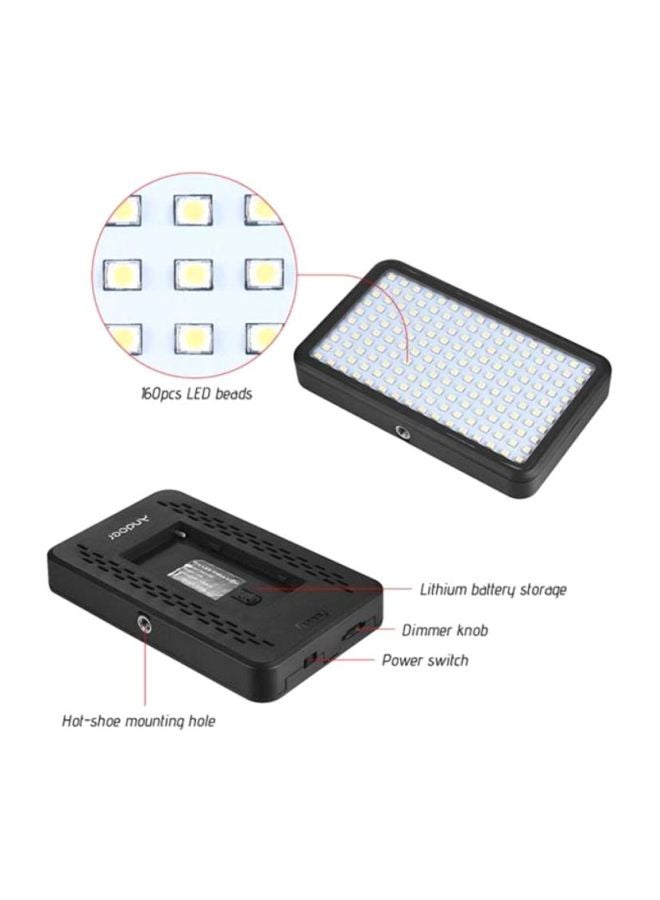Andoer PAD160 LED Video Light 6000K Dimmable Fill Light Continuous Light Panel 12W CRI90+ with Camera Mount and CT Filter for DSLR ILDC Cameras Light Stand for Small Product Portrait Photography Black/White
