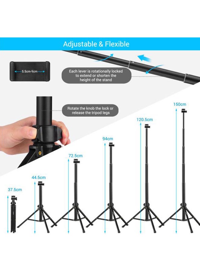 ANDOER - Tripod Stand With Extendable Selfie Stick Black - Image 1