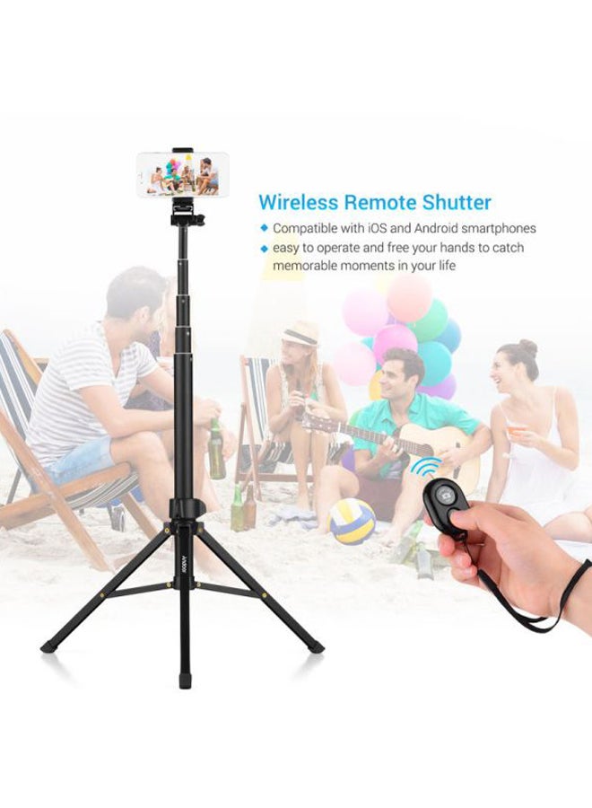 ANDOER - Tripod Stand With Extendable Selfie Stick Black - Image 1