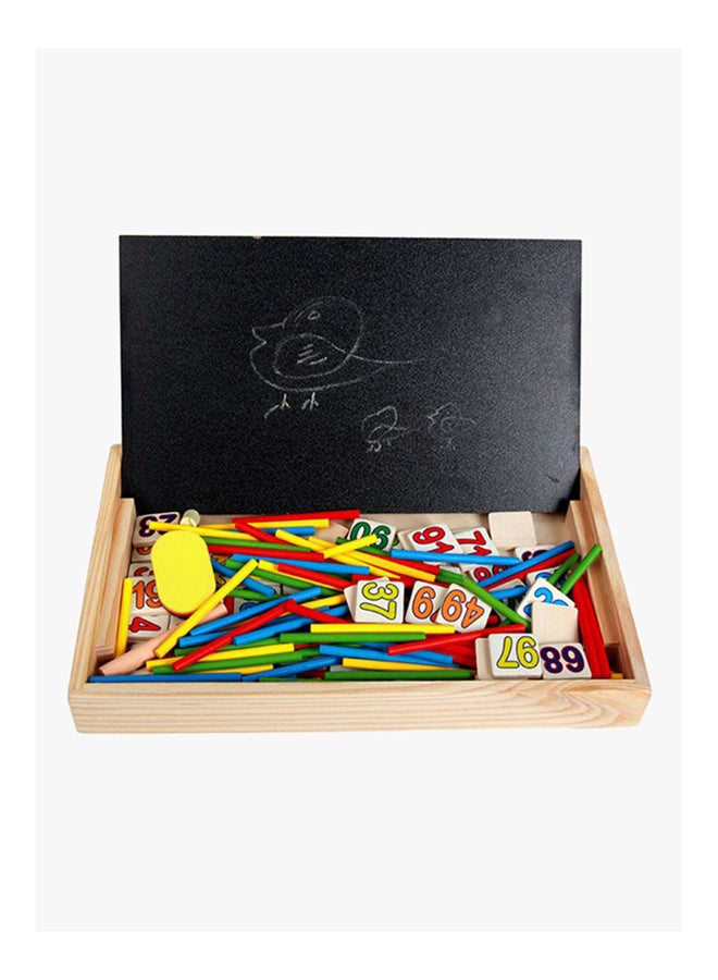 Generic 70 Pieces Mathematics Learning Toy Box Double Sided Board With 3 Color Chalks And Duster  - Image 2