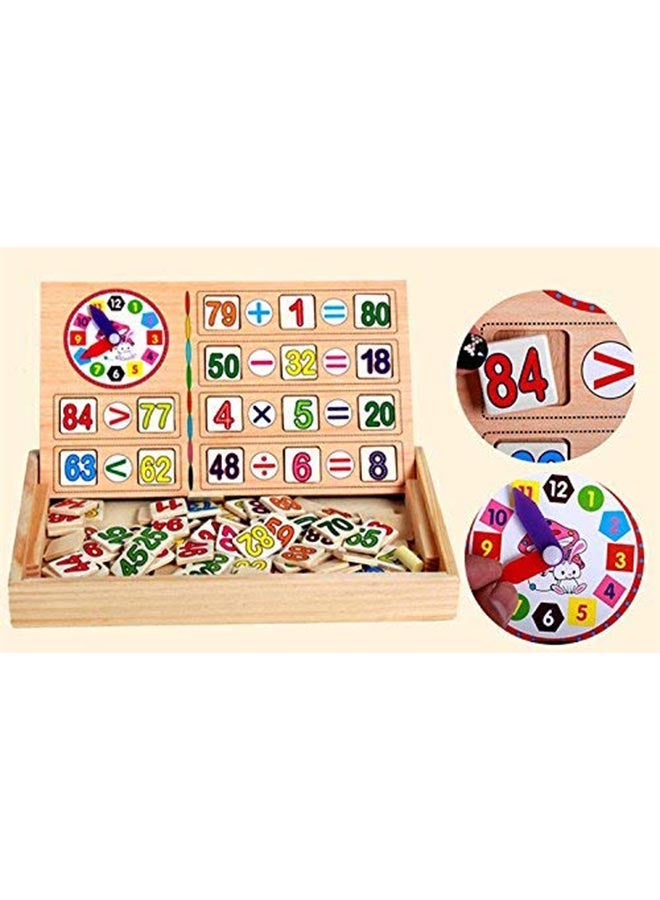 Generic - 70 Pieces Mathematics Learning Toy Box Double Sided Board With 3 Color Chalks And Duster - Image 1