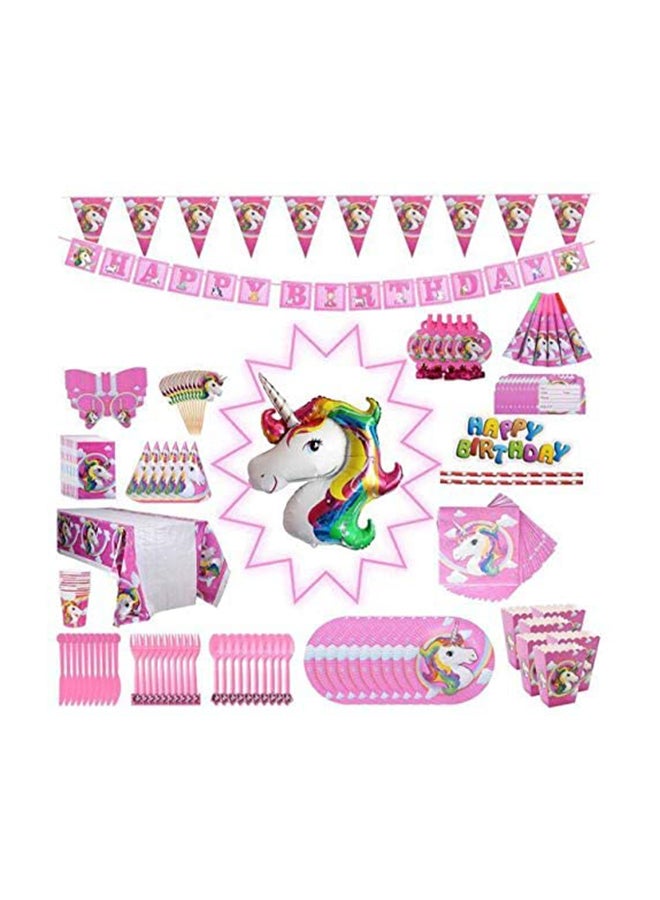 اتش واي مجموعة زينة محمولة خفيفة الوزن لتزيين الحفلات بطبعة يونيكورن مكونة من 103 قطع - Image 1