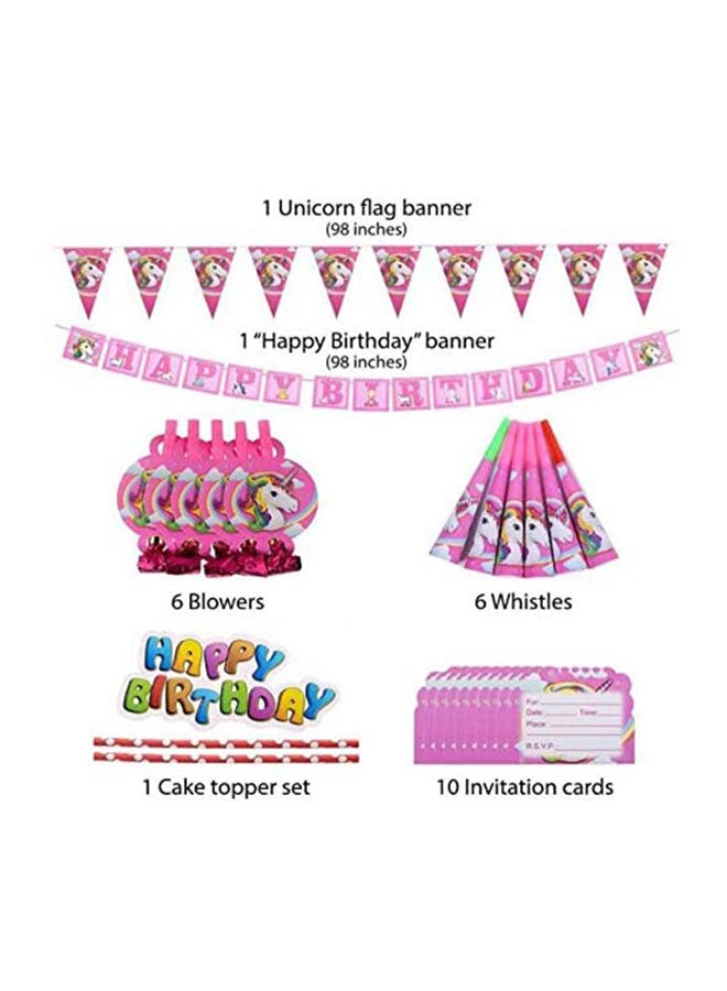 اتش واي مجموعة زينة محمولة خفيفة الوزن لتزيين الحفلات بطبعة يونيكورن مكونة من 103 قطع - Image 2