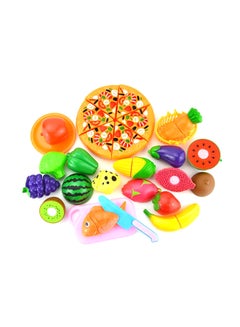 19-Piece Realistic Sliceable Cut Fruits And Vegetable With Knives Pretend Kitchen Set For Kids