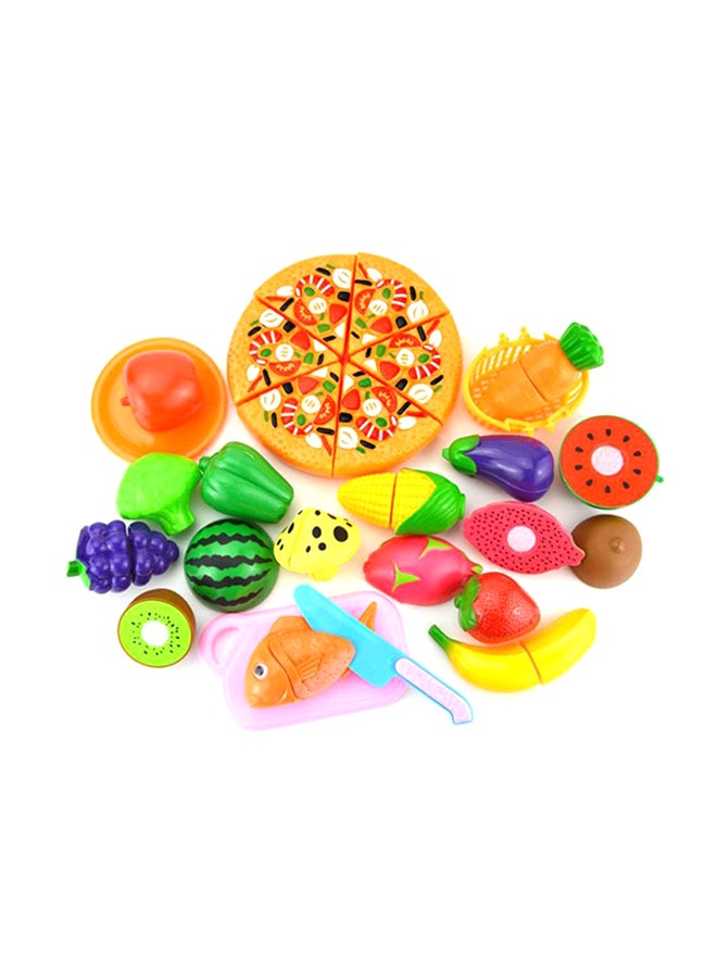 Unique - 19-Piece Realistic Sliceable Cut Fruits And Vegetable With Knives Pretend Kitchen Set For Kids - Image 1